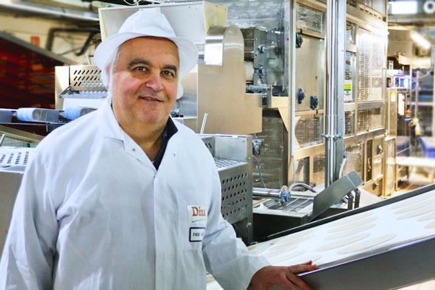 Fadi Haddad with the new production line at the Dina Foods factory