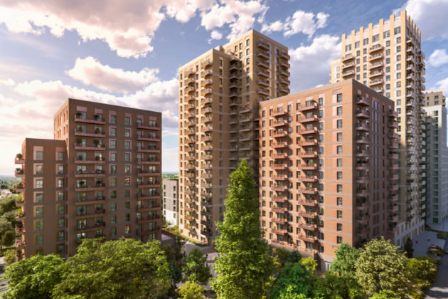 The 3-D model of Friary Park with last phase on the right