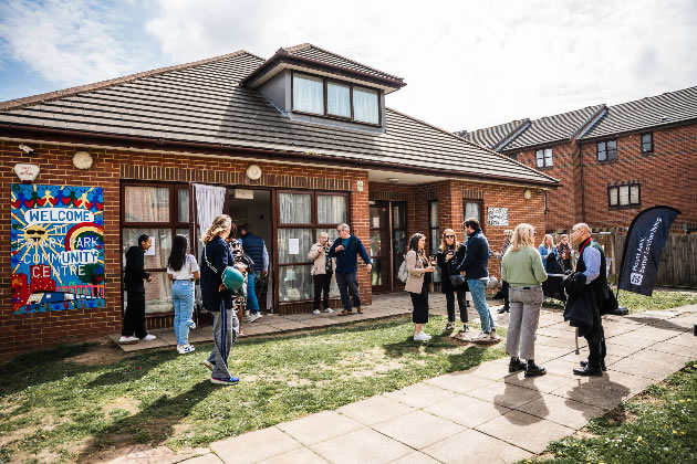 Residents outside the current Friary Park Community Centre 