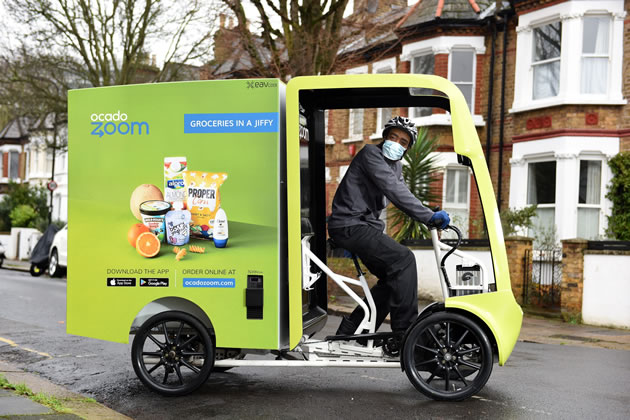 An Ocado Zoom van on a delivery locally
