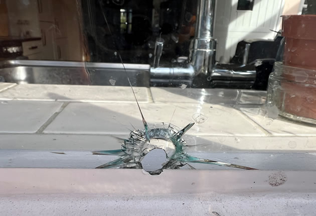 The homeowner says it was lucky she wasn't standing at her sink 