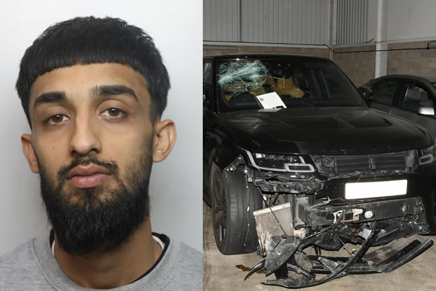 Abdul Kayani (left) and the vehicle he deliberately rammed into the victim's home