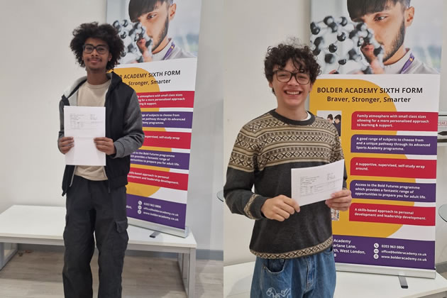 Bolder's Wail Hassan (left) is hoping to take up a place at Cambridge while Raphael Harvey (right) is going to Exeter 