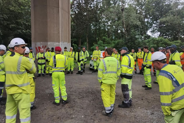 The team carrying out the removal assemble before the operation