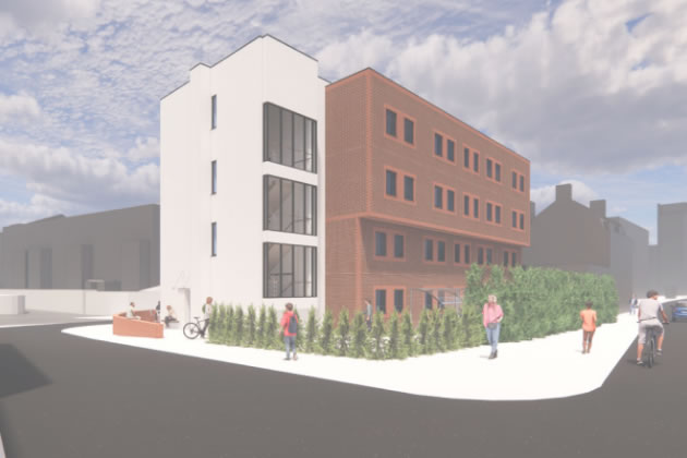 Visualisation of the proposed north fa&ccedil;ade of Concord House 
