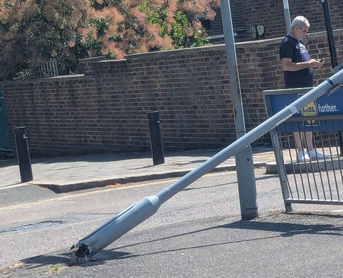 Felled lamppost 