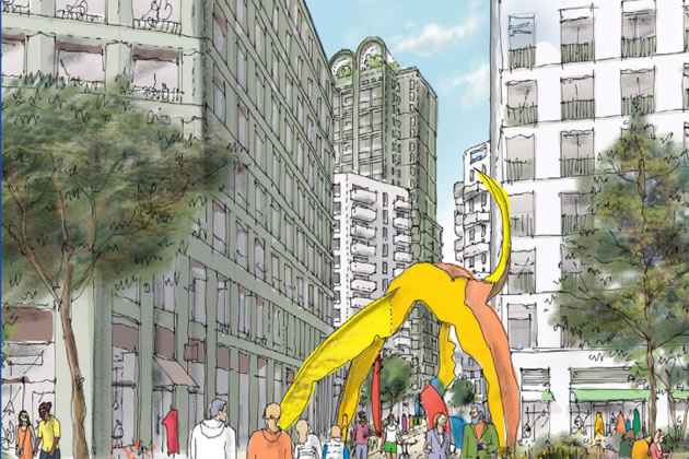 A visualisation of a piece of public art at one entrance to the development. Picture: Hadley Property Group 