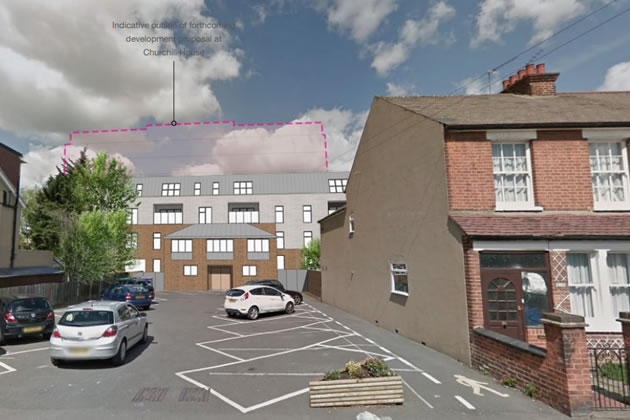 Visualisation from developer showing likely impact of Churchill House development