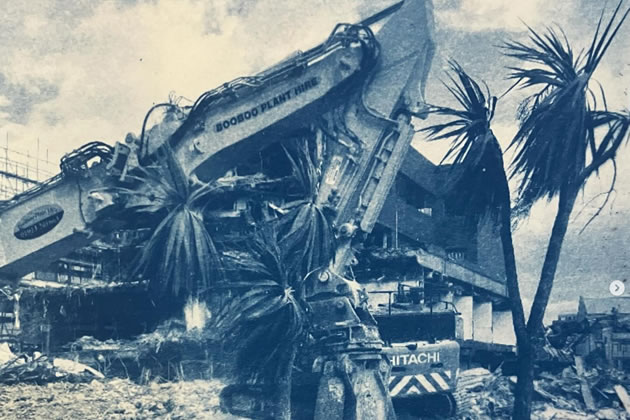 An image from the demolition of the Heidelberg offices by Mr Mr Pearce. Picture: Instagram