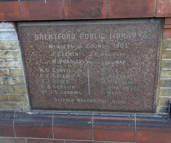 Brentford public library plaque 