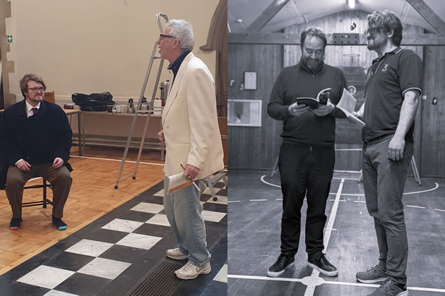 Actors rehearsing for the 39 Steps