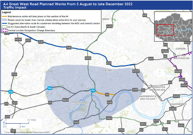 Traffic impact map issued by TfL