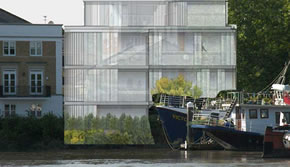 image of planned flats for former Pissarro site by the river