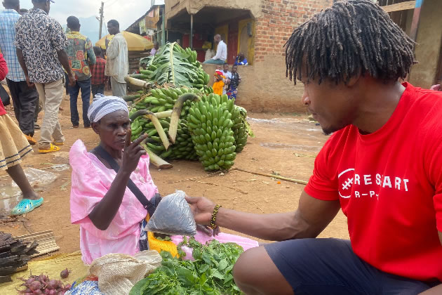 Buying dried mushrooms for supper at the market