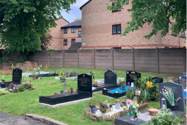 The site backs on to Hanwell Cemetery