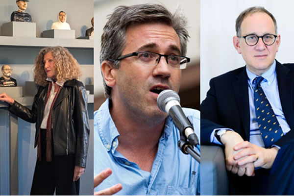 L&ndash;R: Nicole Farhi at J&rsquo;Accuse&hellip;! alongside bust of Andrew Malkinson. Photo &copy; Lucinda MacPherson; Matt Foot. Photo &copy; Jess Hurd; Anthony Julius. Photo &copy; Mishcon de Reya