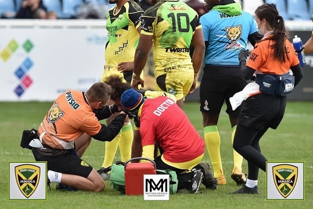 The physios for the Jamaican team are kept busy