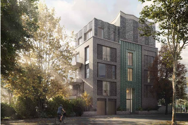 A view of the proposed building as seen from the park