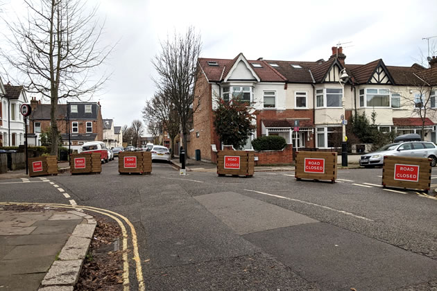 Diagonal barriers within LTN 21 - bollards are expected to be removed within six weeks
