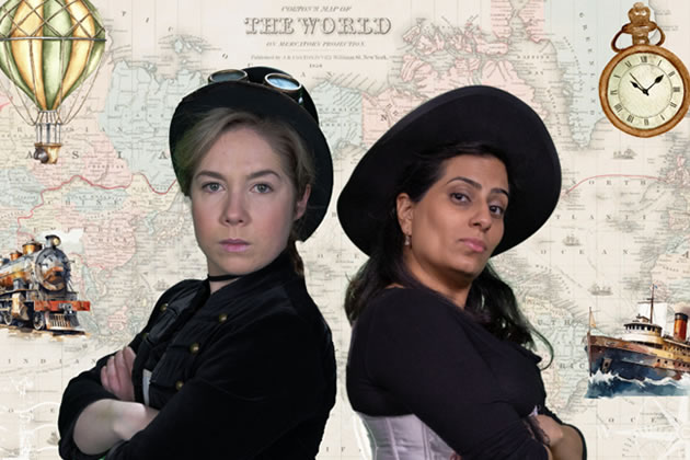 Fionna Gough as Nellie Bly and Asha Gill as Elizabeth Bisland. Picture: Paula Robinson