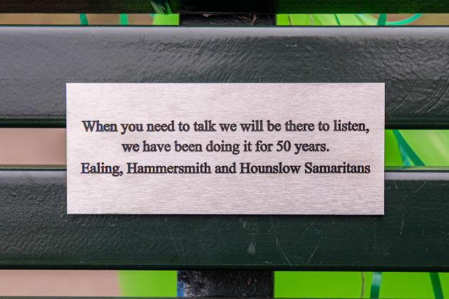 The inscription on the Samaritans bench