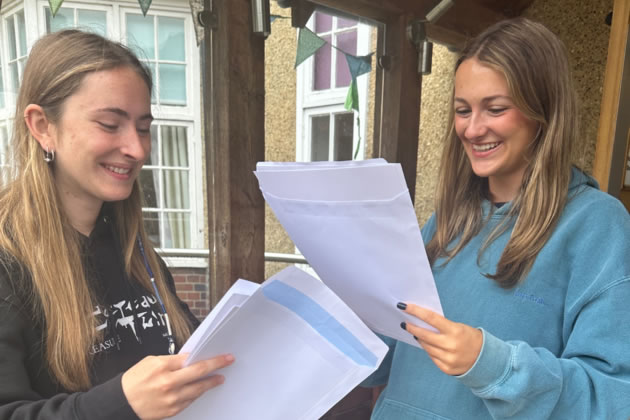 Girls at St. Augustine&rsquo;s open their results&rsquo; envelope.