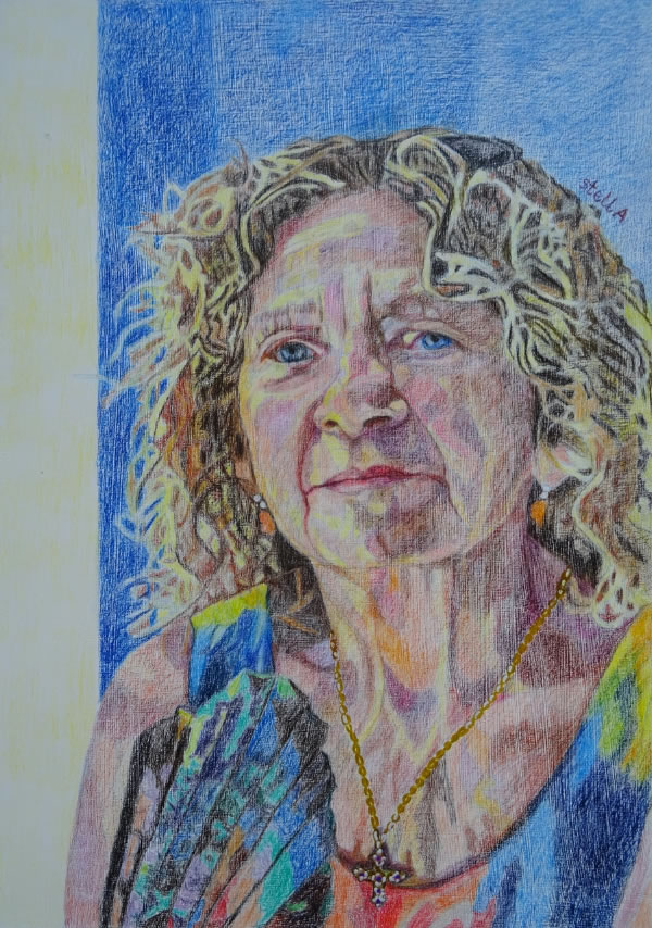 Portrait in pencil on cradled gesso panel by Stella Tooth 