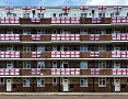 Becklow Gardens in Shepherd's Bush festooned in England flags