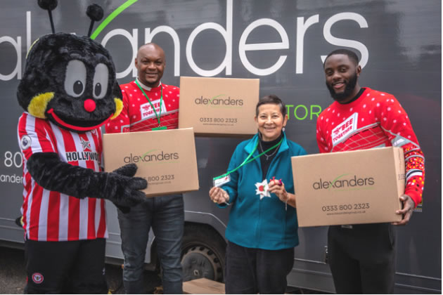 to r: Buzz Bee, Marcus Gayle, Martha Elsesser &ndash; FoodBox Volunteer and Gardener, Josh Dasilva. Picture: Richard Southgate