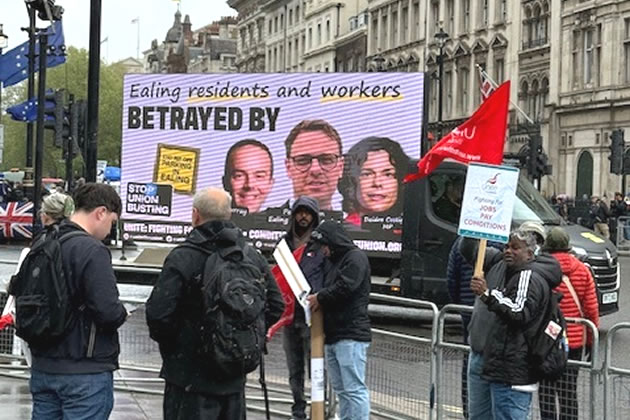 A display was driven round Westminster accusing Labour politicians of betraya