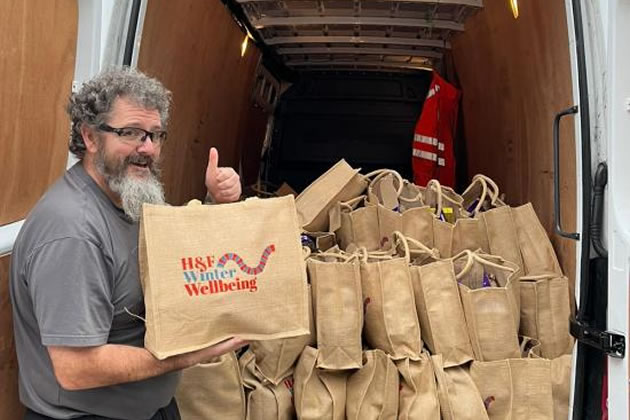 The winter essentials bags being delivered