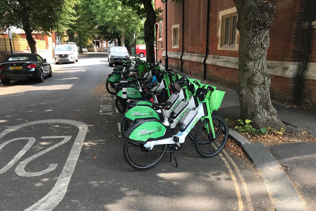 Lime Bikes continue to predominate near Turnham Green station on the borough border