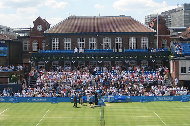 The Queen&rsquo;s Club main grandstand. Picture: Benjamin Liebald