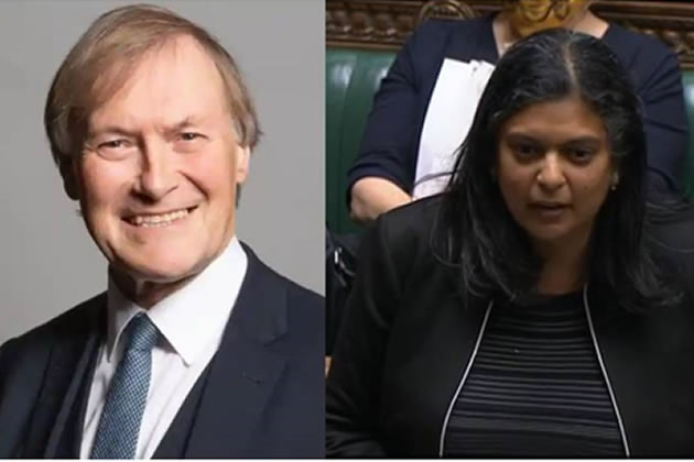 Rupa Huq MP delivers tribute to Sir David Amess MP (inset left) in the Commons
