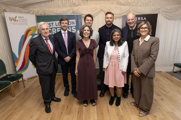 From left to right: John McDonnell MP, Dan Tomlinson MP, Deirdre Costigan MP, Jack Abbott MP, Charlie Ingall, Rupa Huq MP, Adrian Wootton OBE, Professor Emily Caston