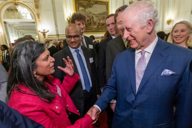 Rupa Huq (left) meets King Charles 
