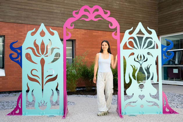 Hannah Lim, who was born at the West Mid, with her Winged Archway